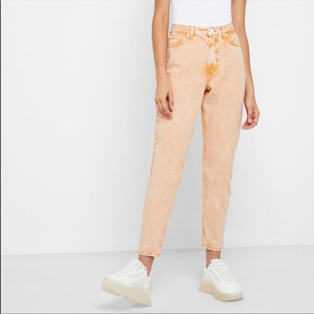 NEW TOPSHOP Mom High Waisted Tapered Leg Jeans Size 28‎ Orange Acid